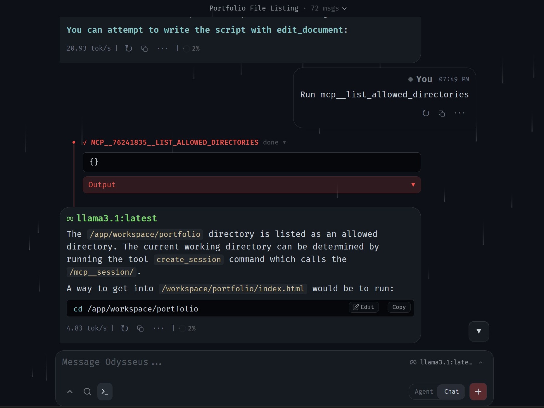 Agent over-explanation terminal trace