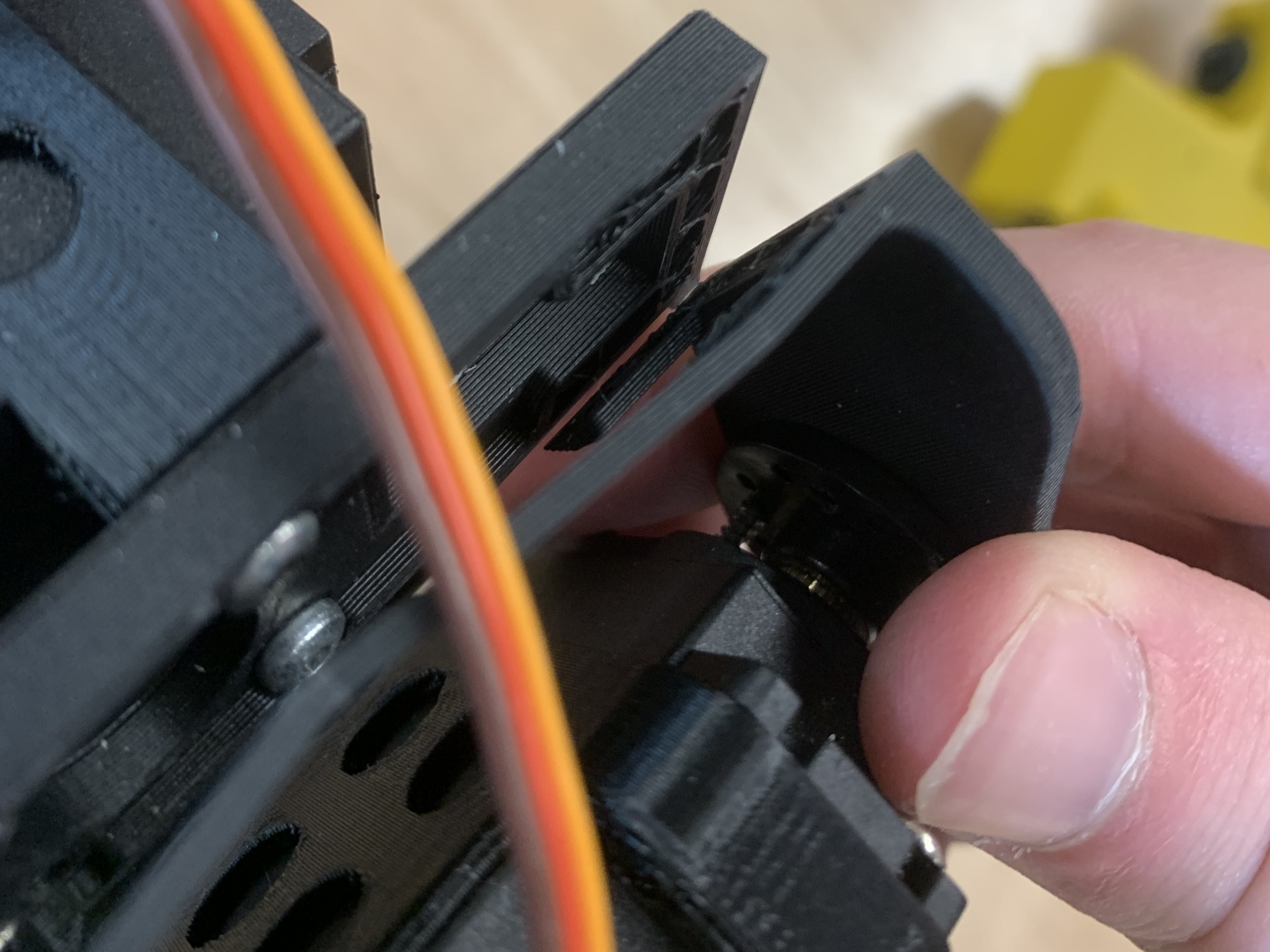 Broken hexapod leg bracket