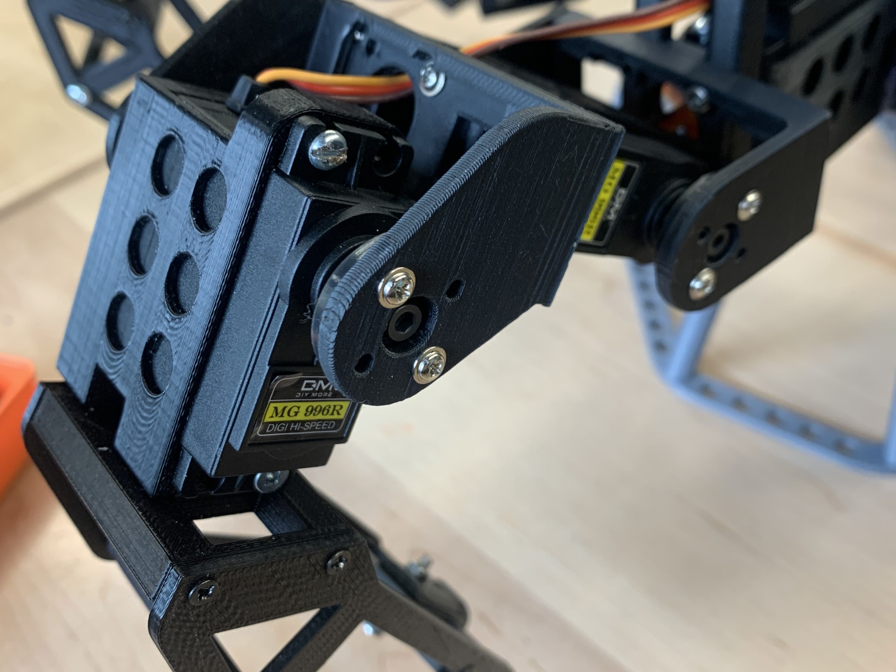 Redesigned and printed hexapod leg part