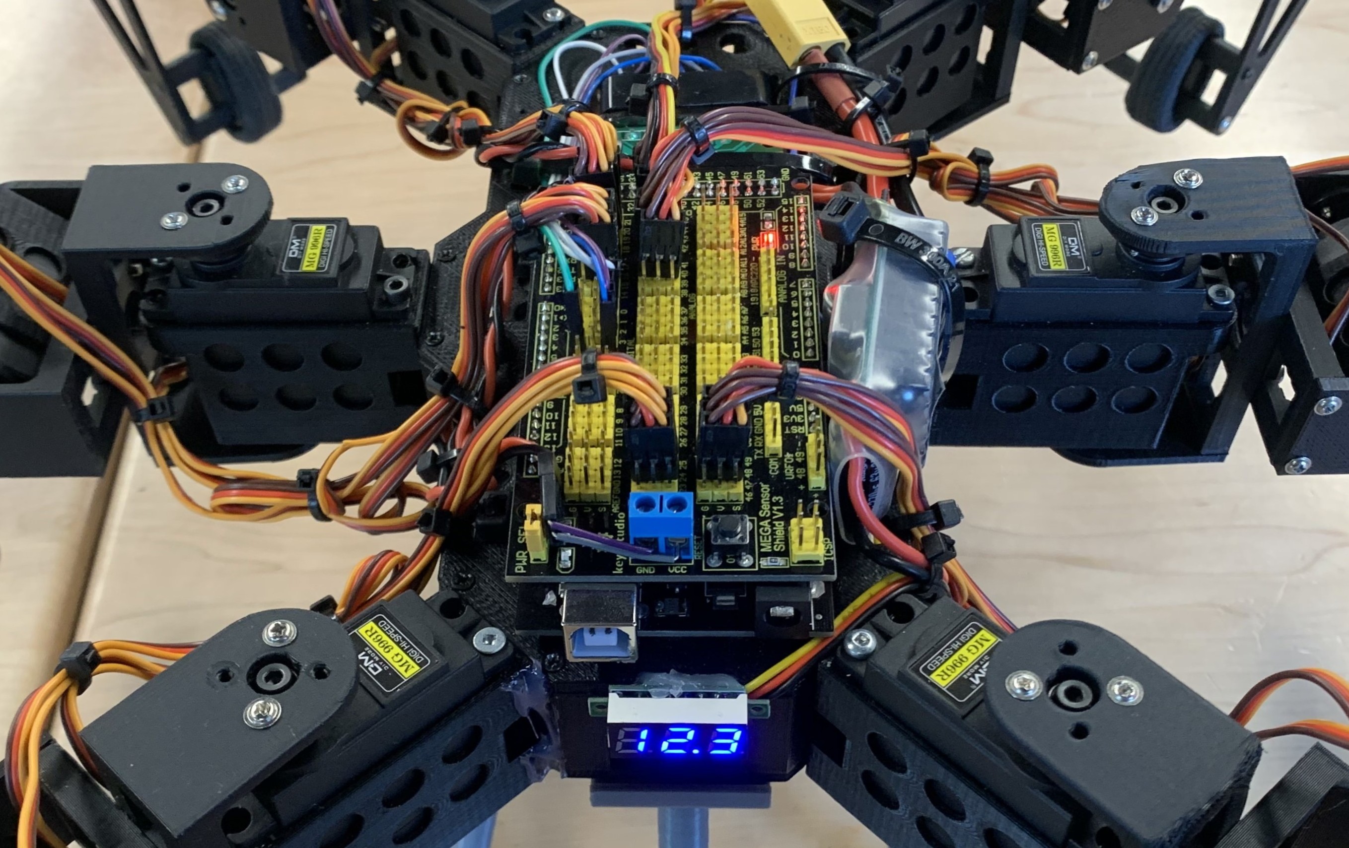 Hexapod wiring cleanup and component routing